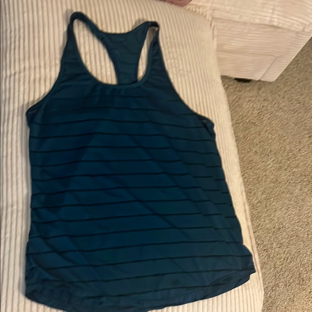 ZYIA Blue Racerback Tank Top with Ribbed Texture size M